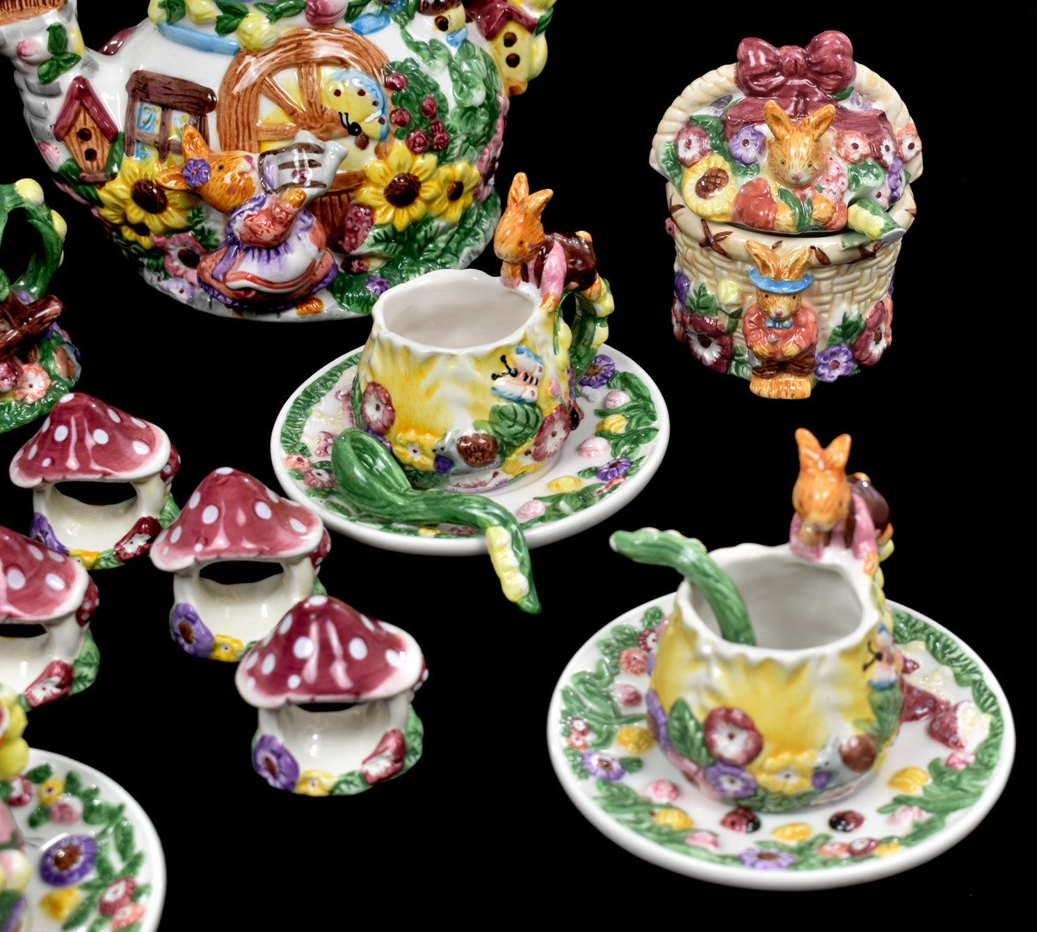 Bunny Rabbit Garden Party Tea Set Easter In Original Box VTG 1999 20-Piece