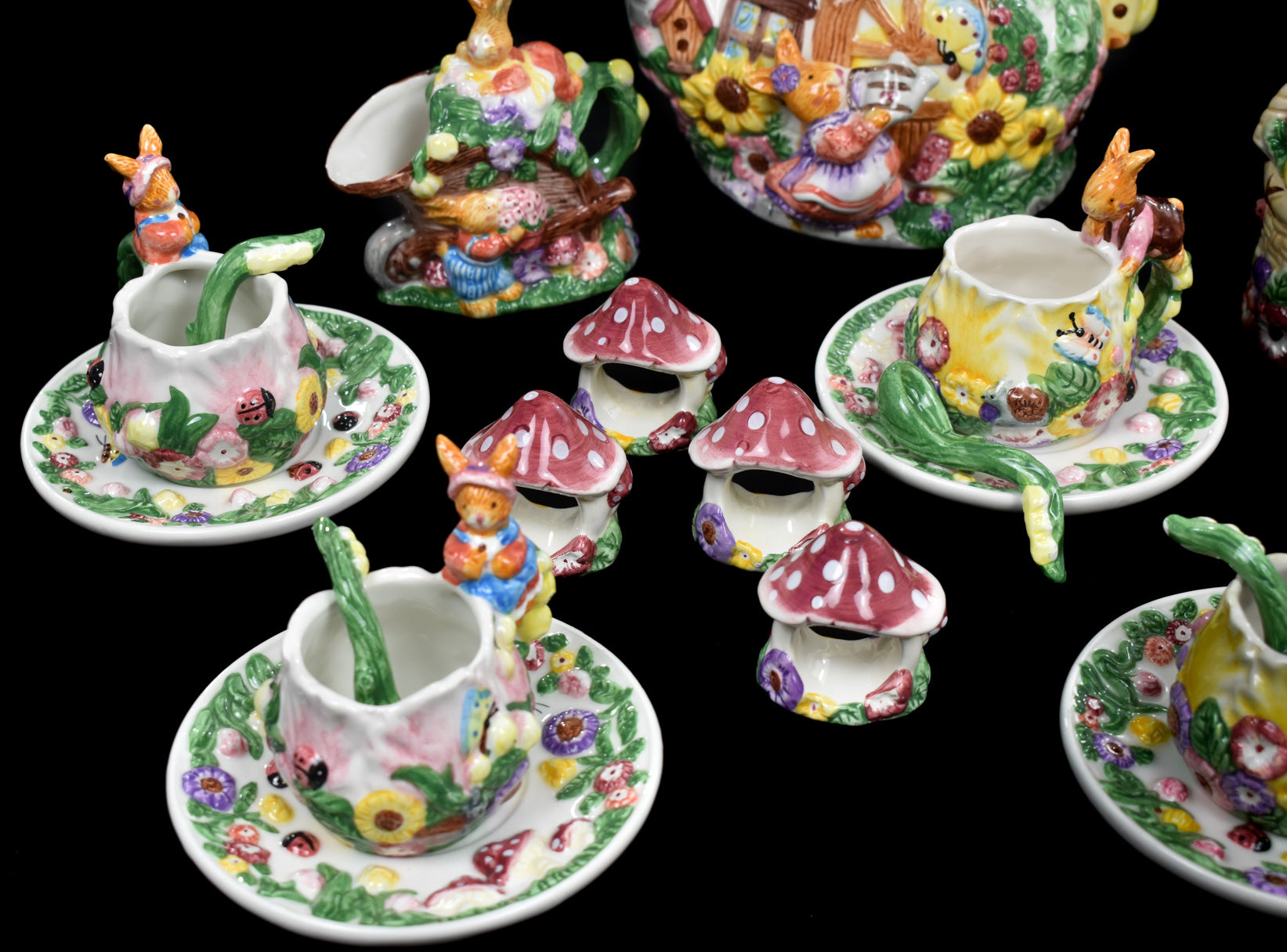 Bunny Rabbit Garden Party Tea Set Easter In Original Box VTG 1999 20-Piece