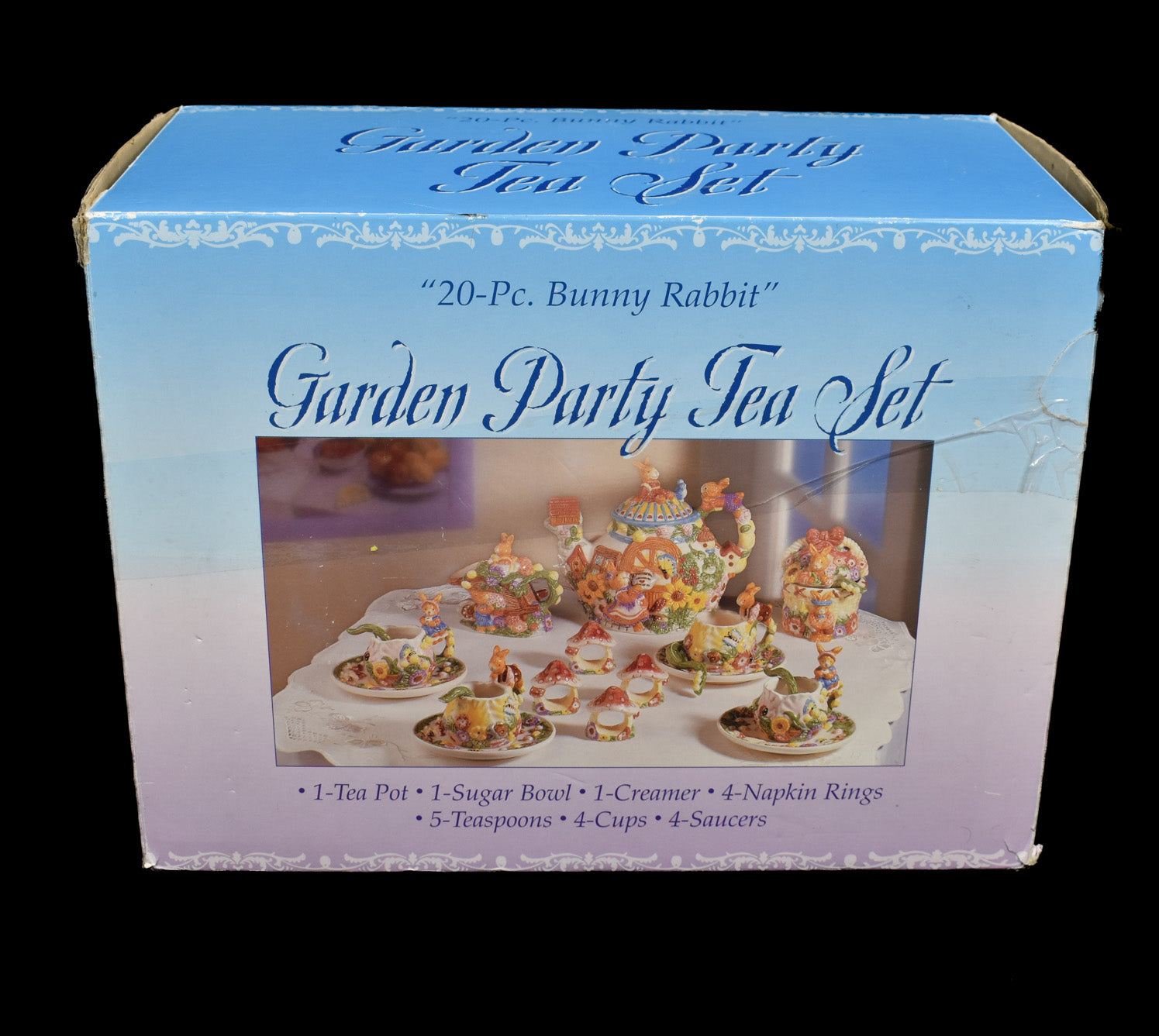 Bunny Rabbit Garden Party Tea Set Easter In Original Box VTG 1999 20-Piece