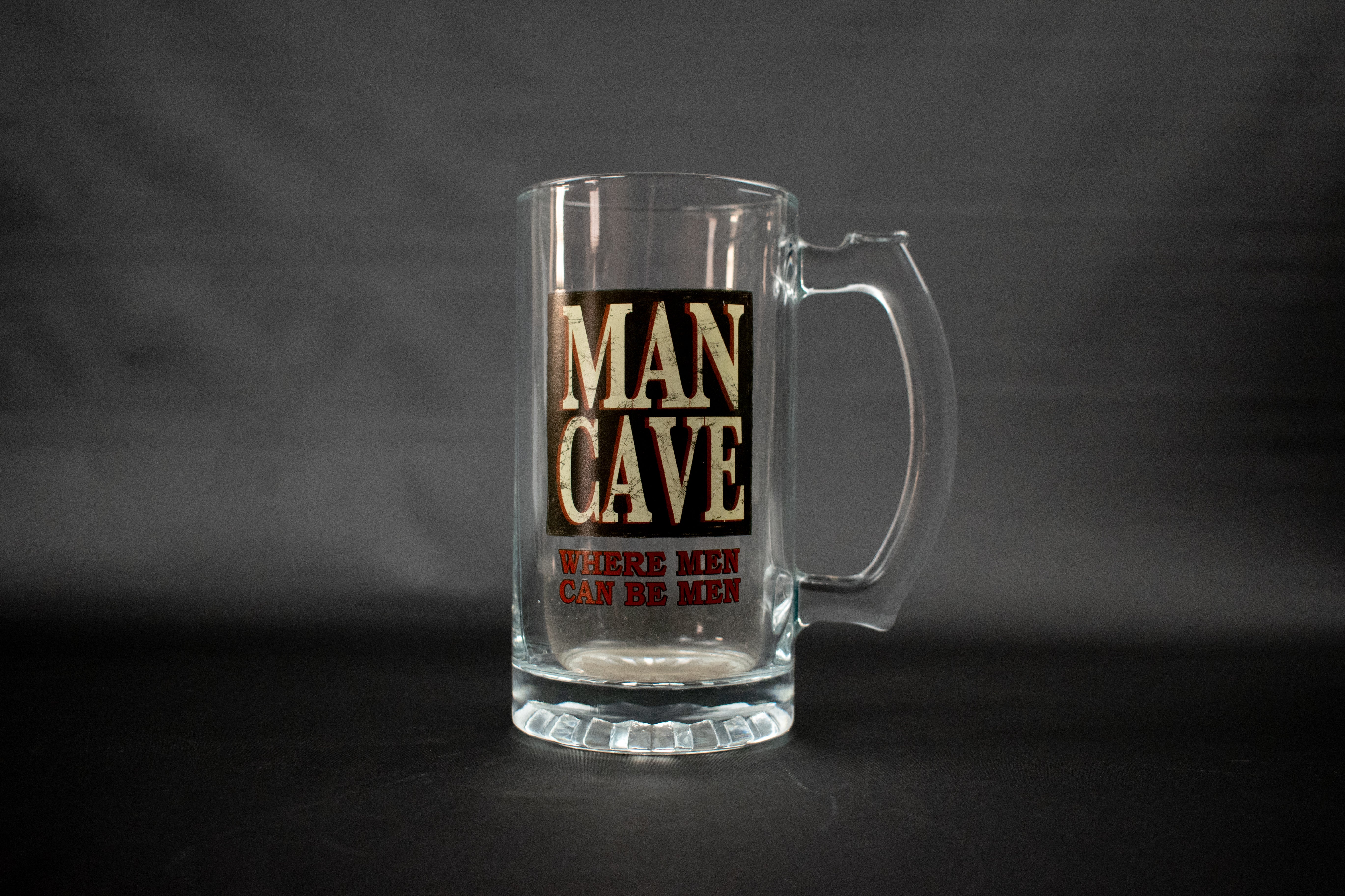 Man Cave where Men Can be men Beer mug 6 Inch glass beer mug