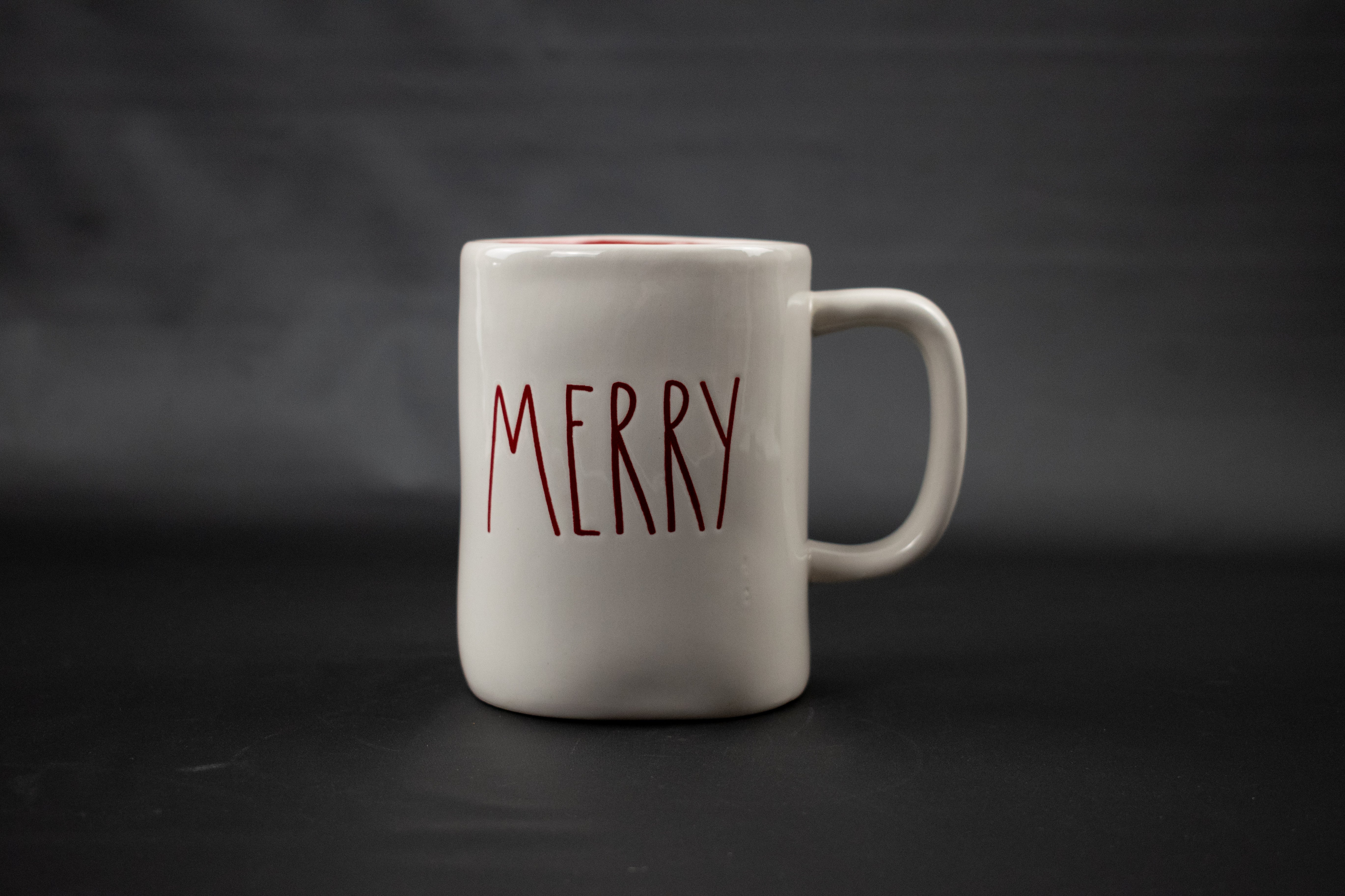 Rae Dunn Merry Red Letter Authentic Magenta Ceramic Mug Christmas Holiday