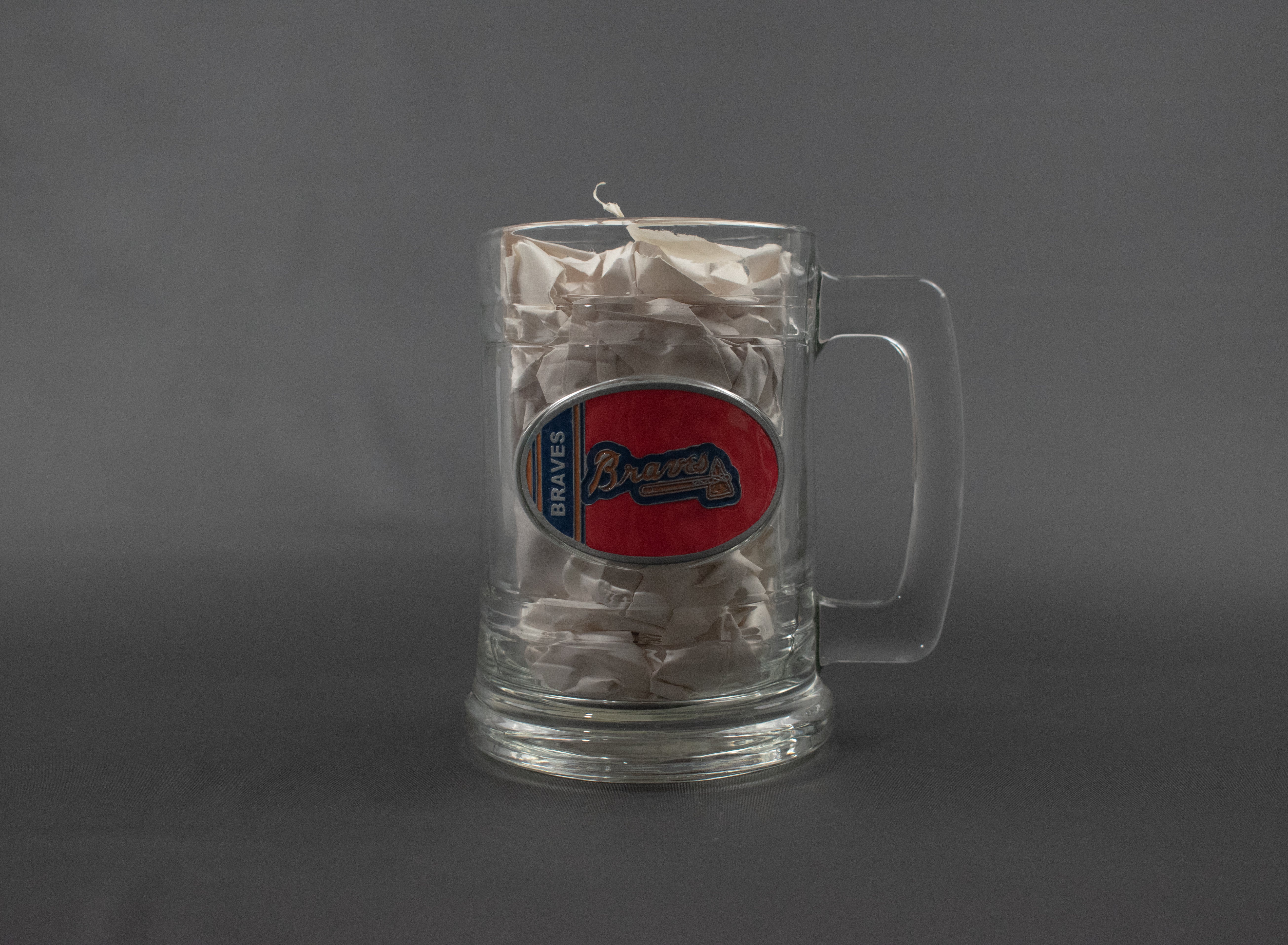 Atlanta Braves MLB Beer Mug Glass Collectible Cup Used 5 1/2 Inch tall