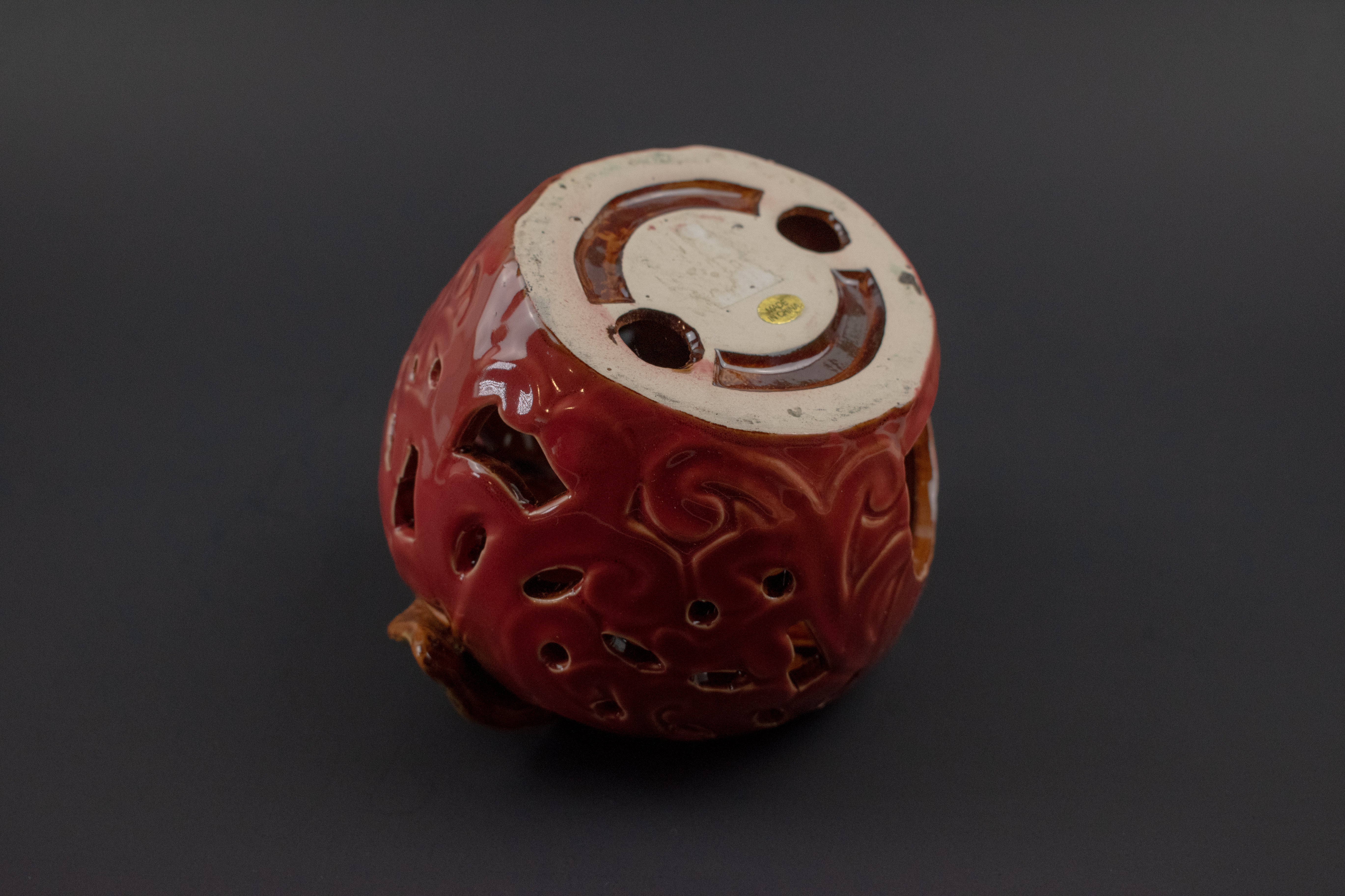 Candle Holder Red Ceramic Apple Decorative Home Decor Candle Container Used