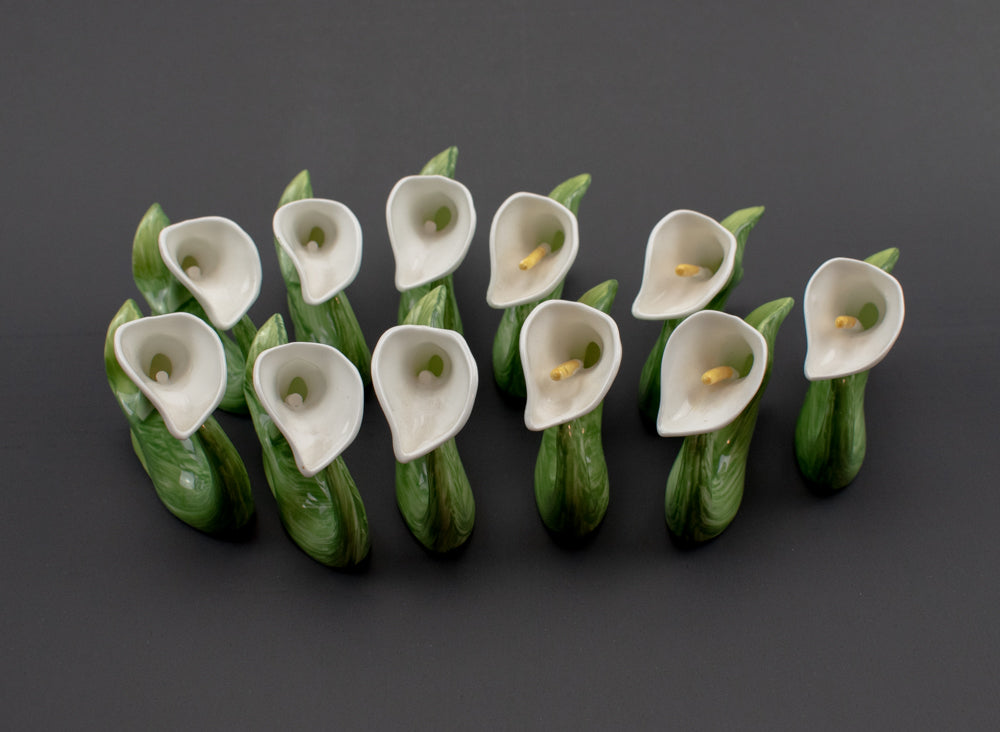 Vtg Lot 11 Lily Napkin Rings RPA PIA Bone China Philippines Flowers 1985