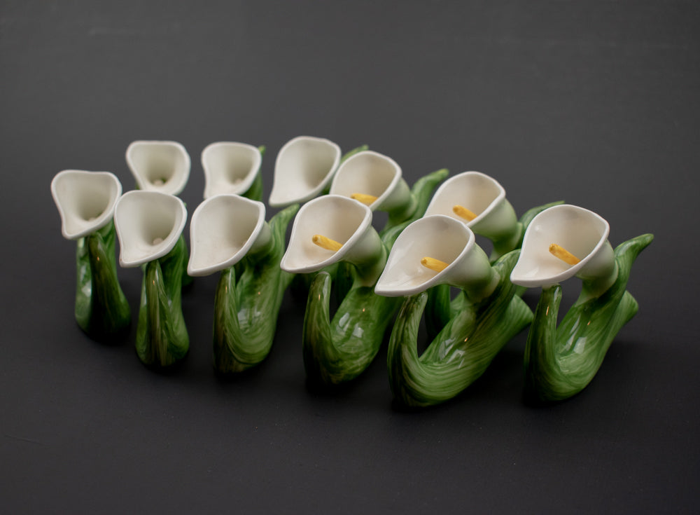 Vtg Lot 11 Lily Napkin Rings RPA PIA Bone China Philippines Flowers 1985