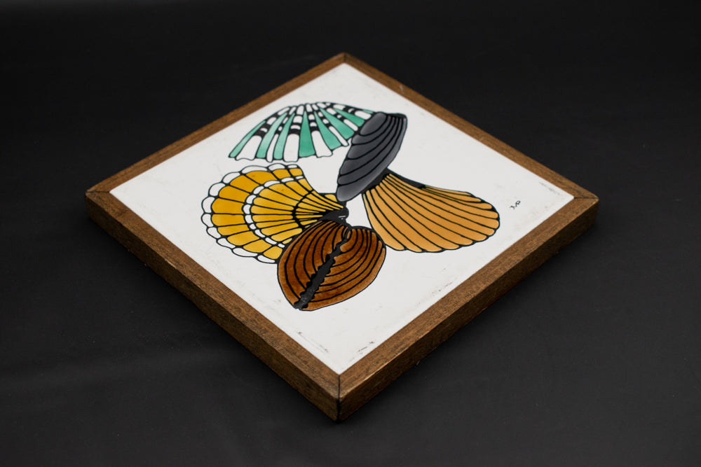 Seashell Art Ocean Themed Art Clay And Wood used 6.5 x 6.5