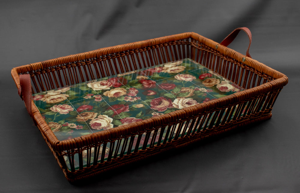 Living Room Basket Flower Cloth Magazine Book Table Organizer 18 x 13