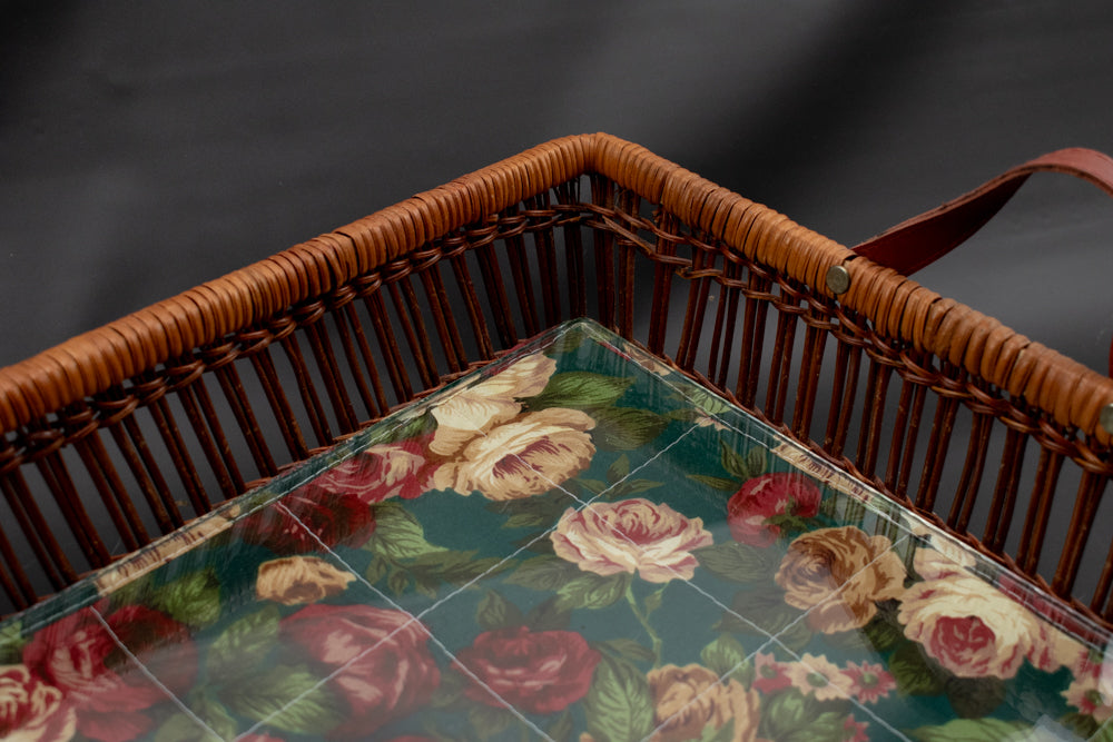 Living Room Basket Flower Cloth Magazine Book Table Organizer 18 x 13