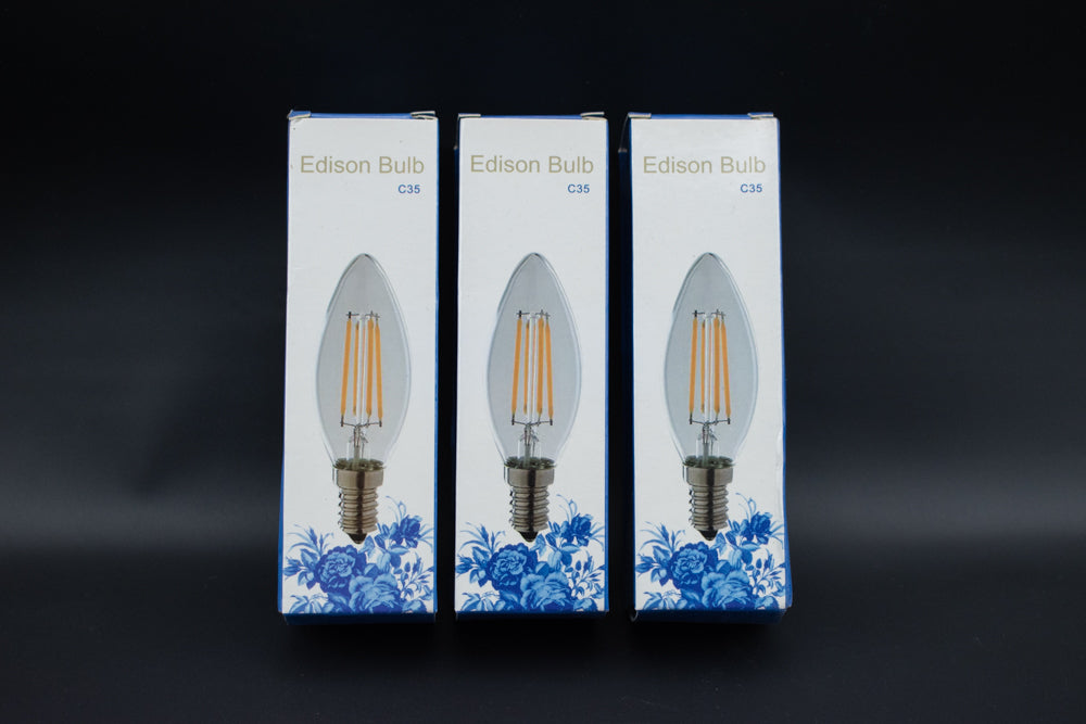 Edison Bulb C35 Candelabra 6 W LED Pack of 3 Light bulb NEW