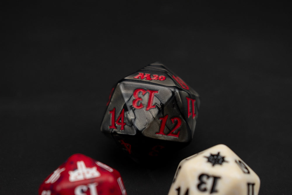 Magic The Gathering Playing Dice Set of 4 Red Green White Charcoal