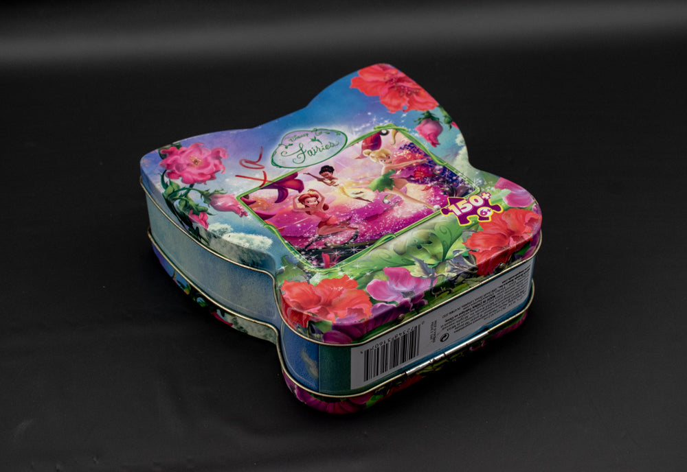Fairies Tin Lunch Box Small Tinker bell and friends Used NO Puzzles Included