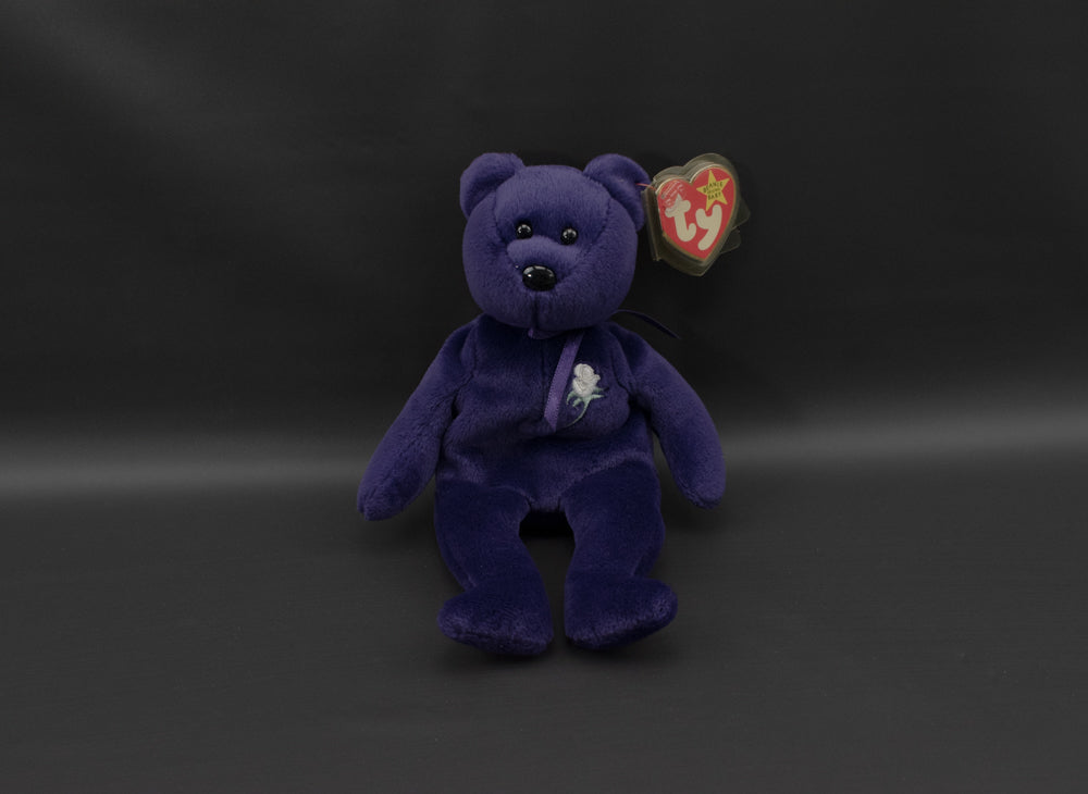 Vintage Princess TY Beanie Baby Purple Bear 1997 Princess Diana PE
