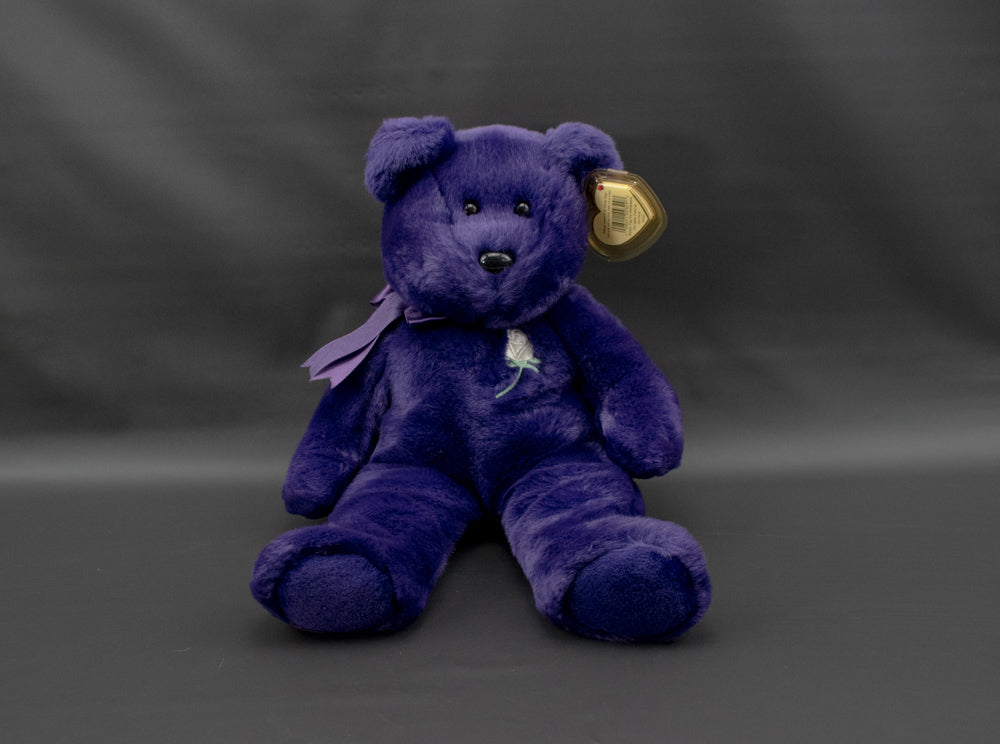 Princess Diana Beanie Baby Purple Bear Large 14in 1998 PE Pellets