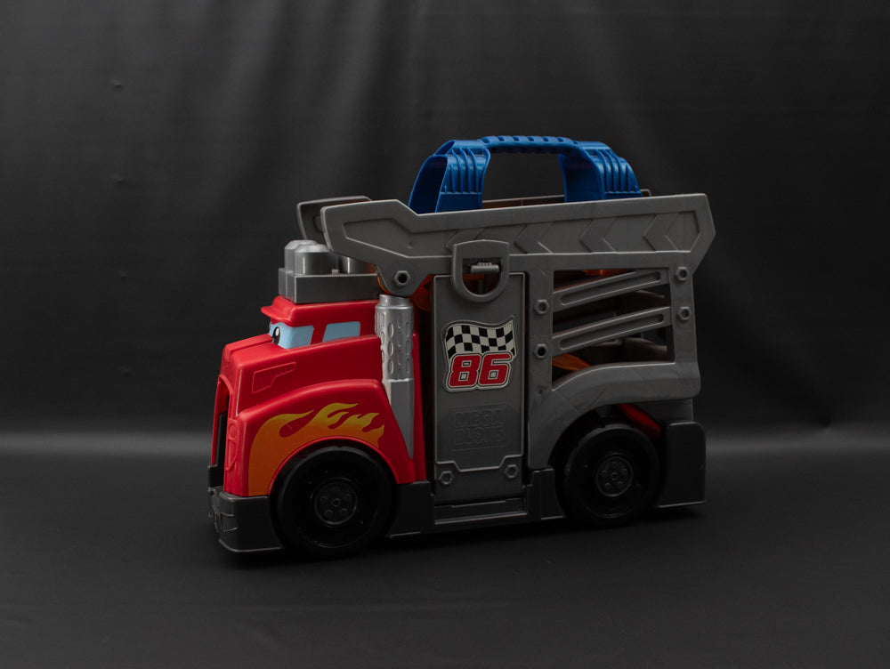 Mega Bloks Fast Tracks First Builders Racing Rig Toy Hauler Red Diesel Truck Kids