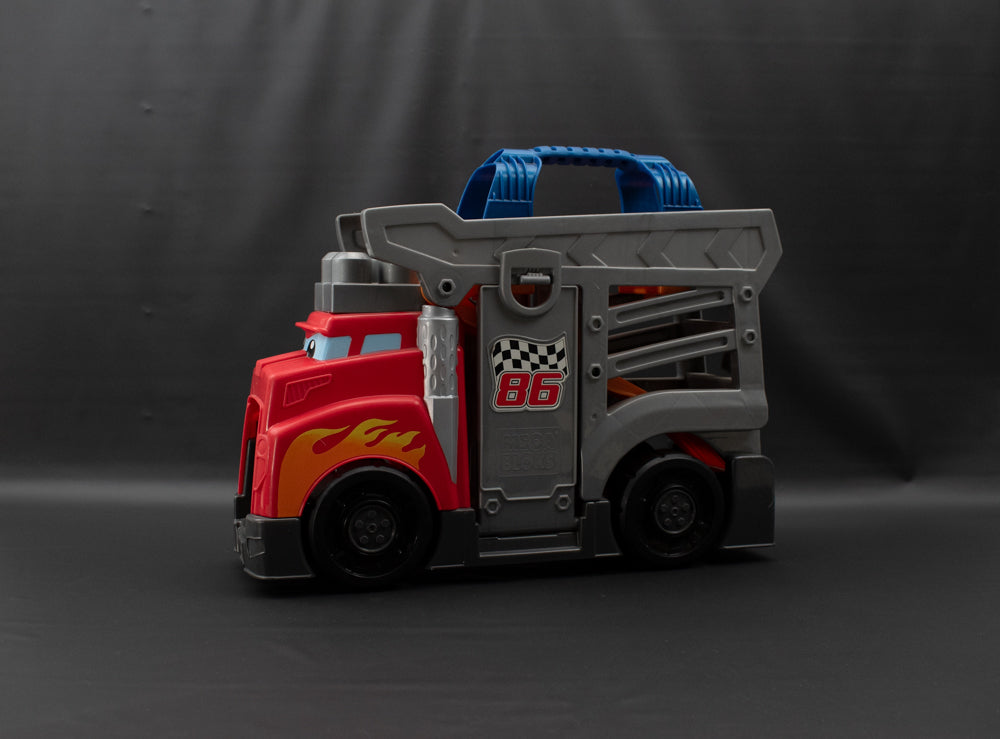 Mega Bloks Fast Tracks First Builders Racing Rig Toy Hauler Red Diesel Truck Kids