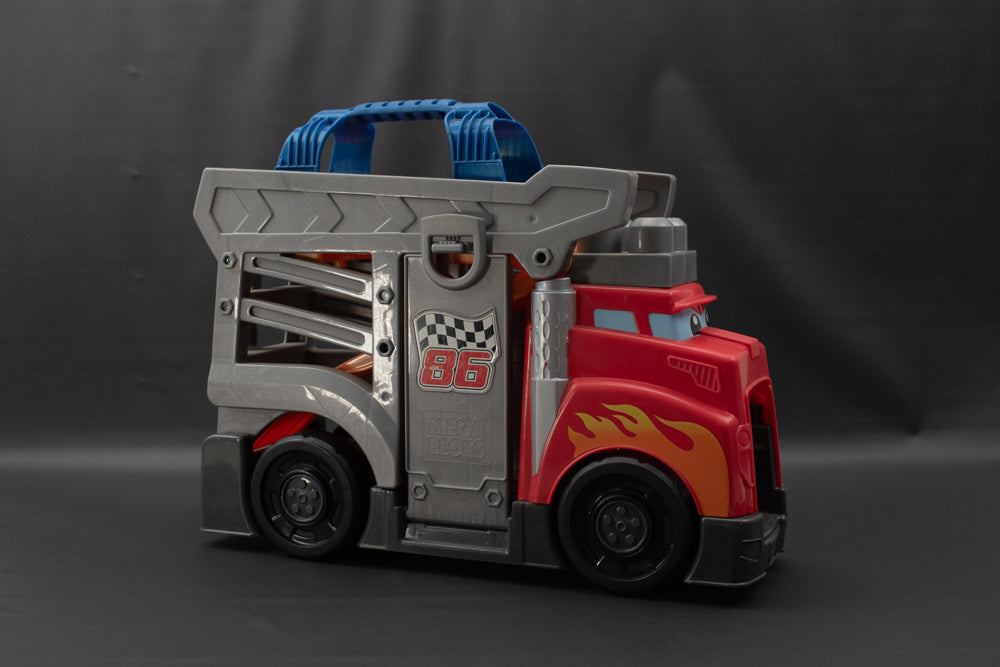 Mega Bloks Fast Tracks First Builders Racing Rig Toy Hauler Red Diesel Truck Kids
