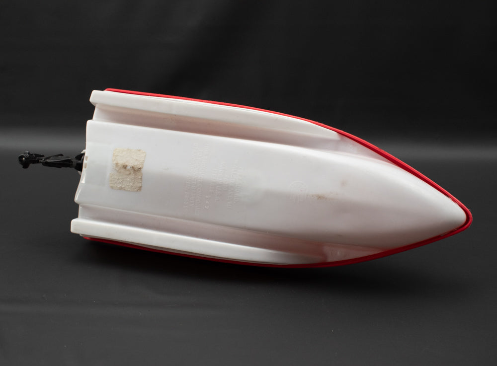 Red Toy Boat Used Kids Plastic Small Speed Boat Damaged