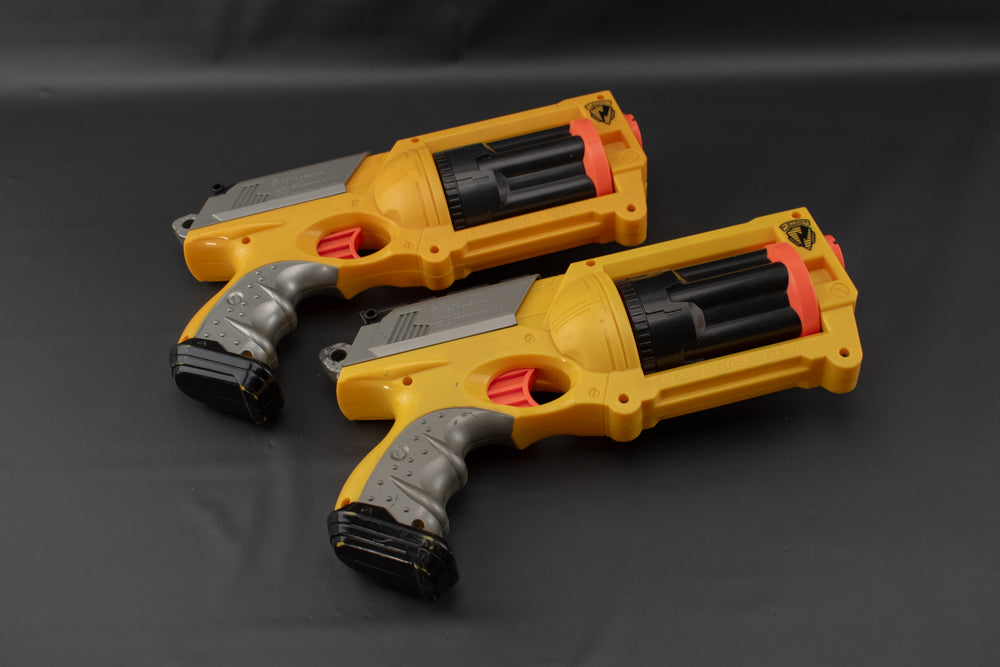 Nerf N Strike Dart Gun Toy Maverick Rev 6 Blaster Yellow 2004 Set x2