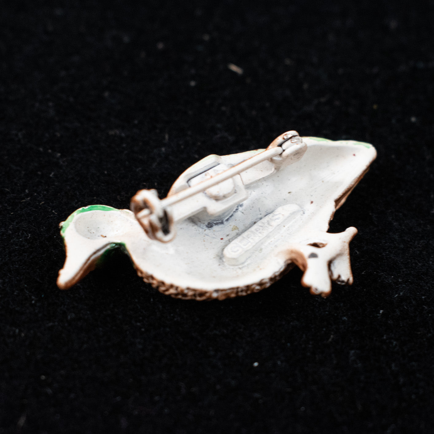 Duck Pin Vintage Steven Marc Enamel Duck Red Rhinestone Eye Brooch Used