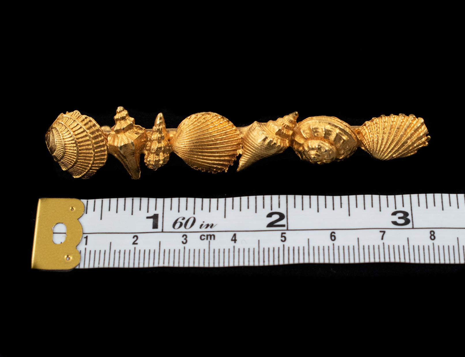 Designer MDM Maison De Mode Bar Pin Brooch Goldtone Shell Motif