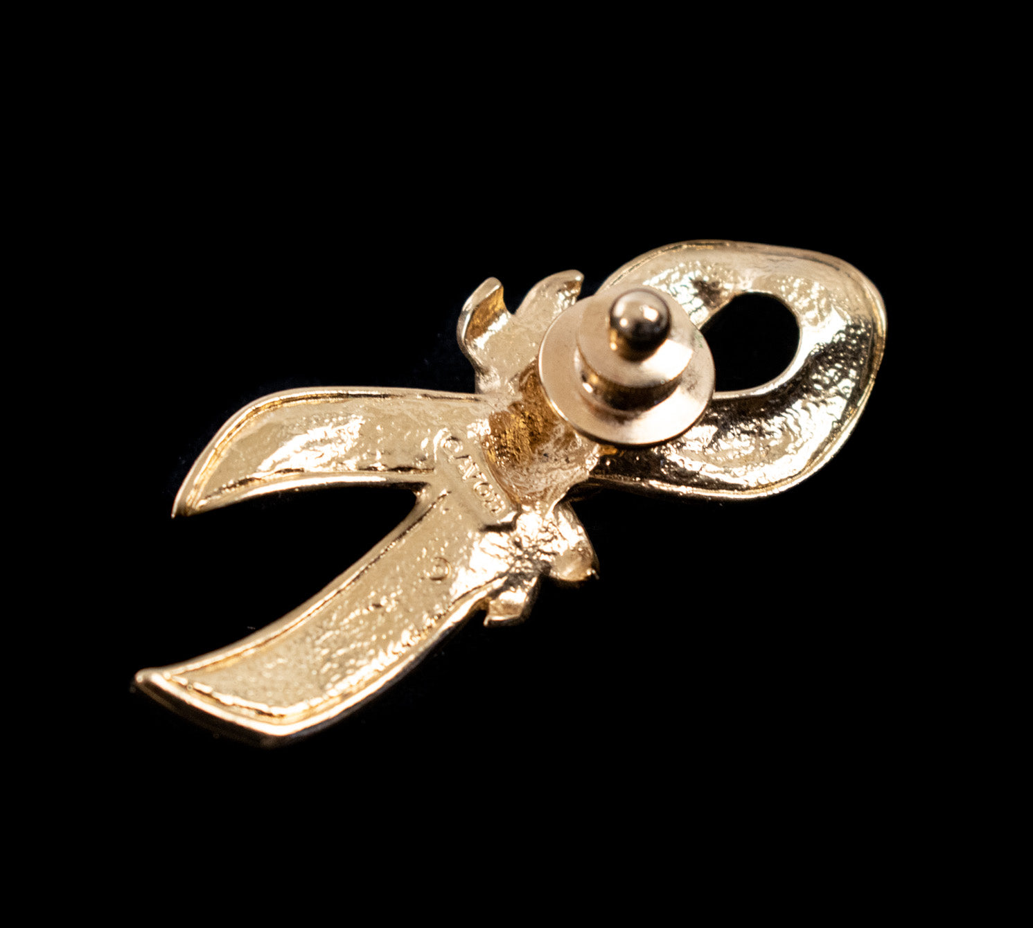 Breast Cancer Ribbon Pin Gold and Pink Gold Used 2 inch Button