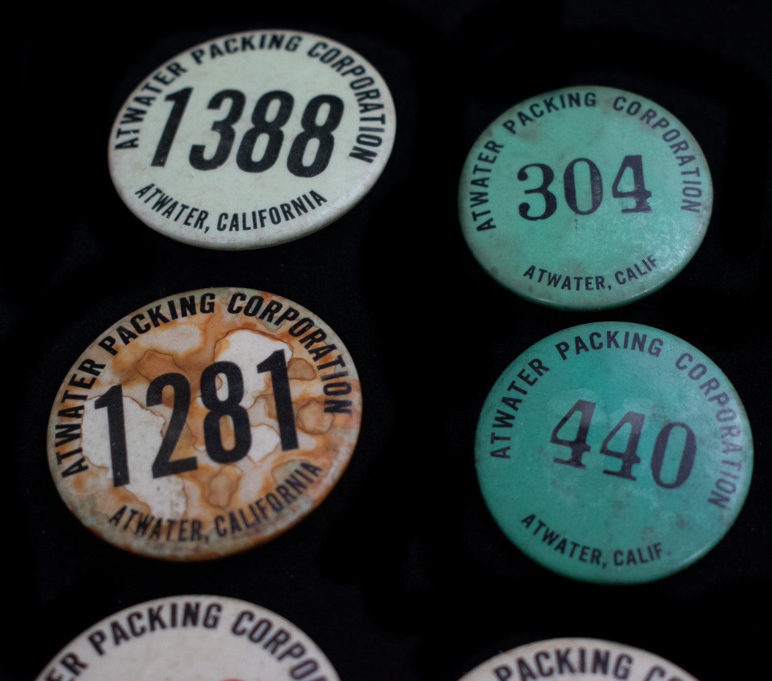 Union Pins Vintage Buttons Lot Atwater California Used 6 Pc Lot