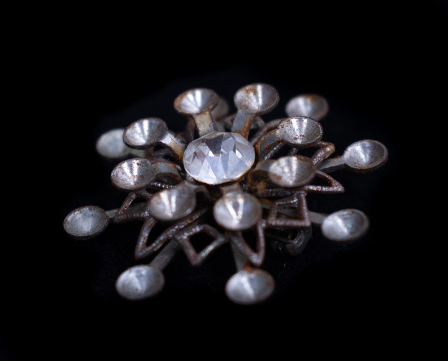 Vintage Brooch Pin Used Silver Missing Gems