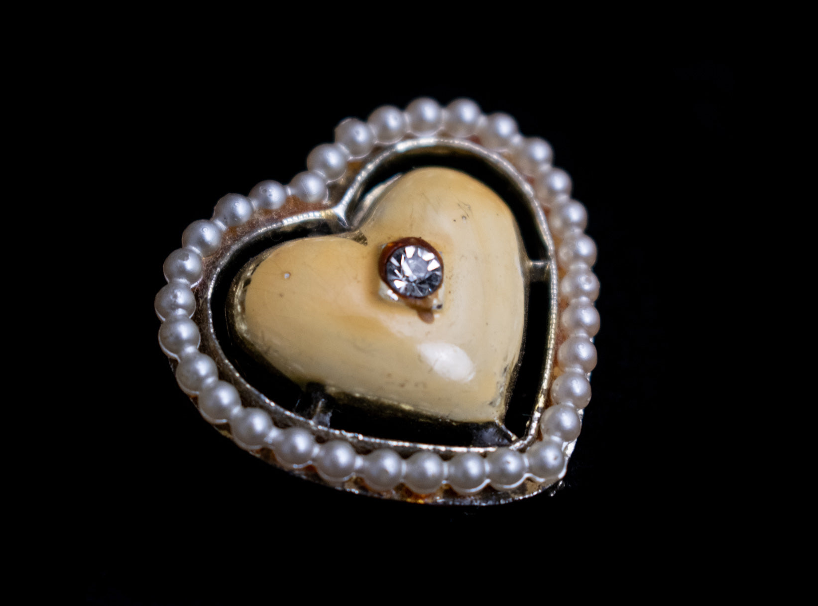 Vintage Heart Shaped Brooch Pin Used