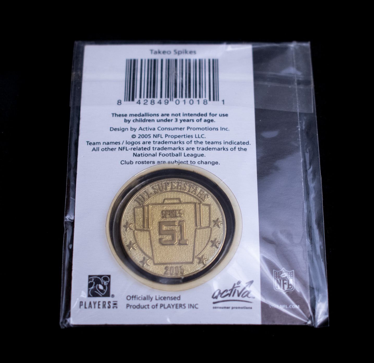 Takeo Spikes Coin Buffalo Bills NFL 2005 Superstars Medallion Collection