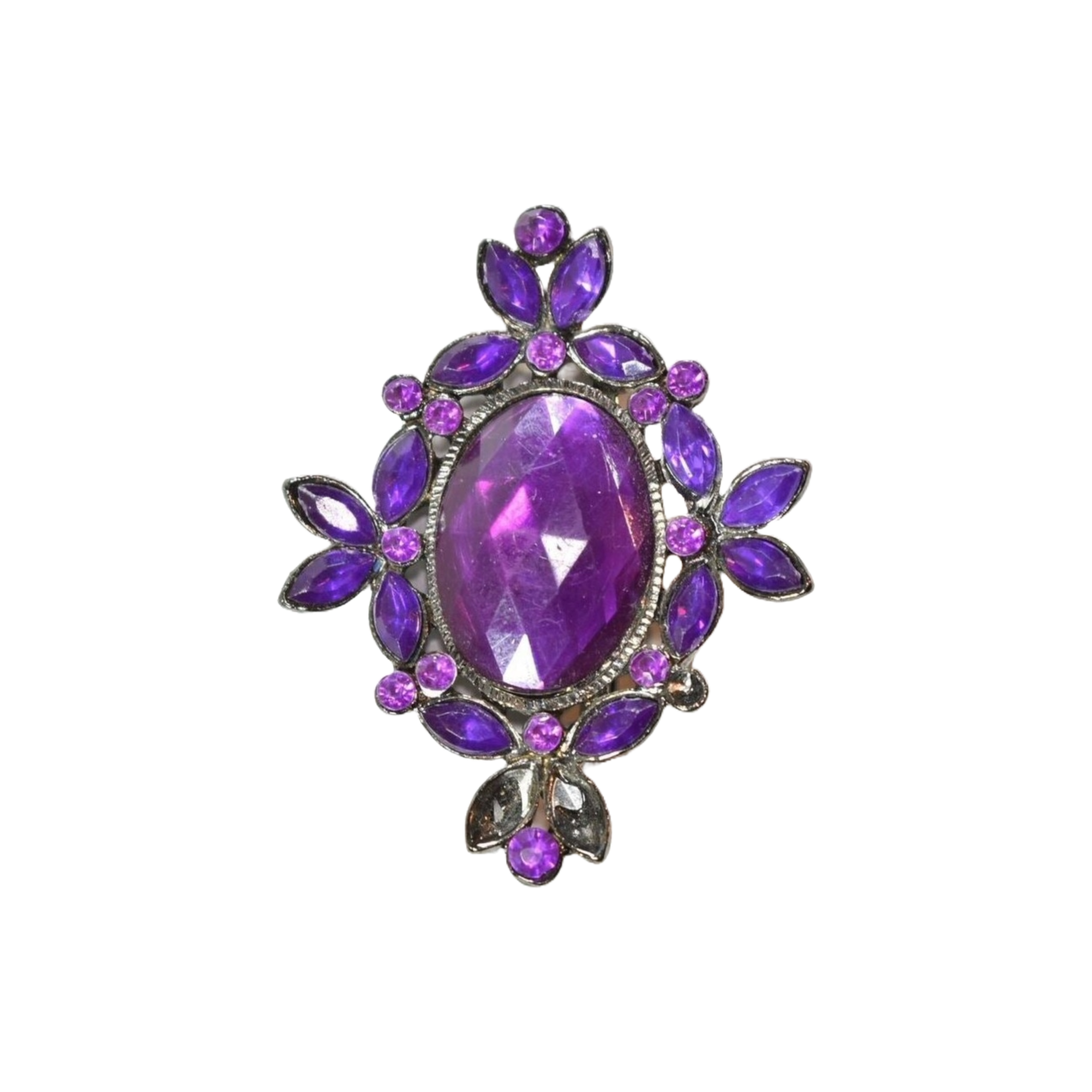 Vintage Purple Rhinestone Statement Brooch Pin Faceted Icey Ice 2