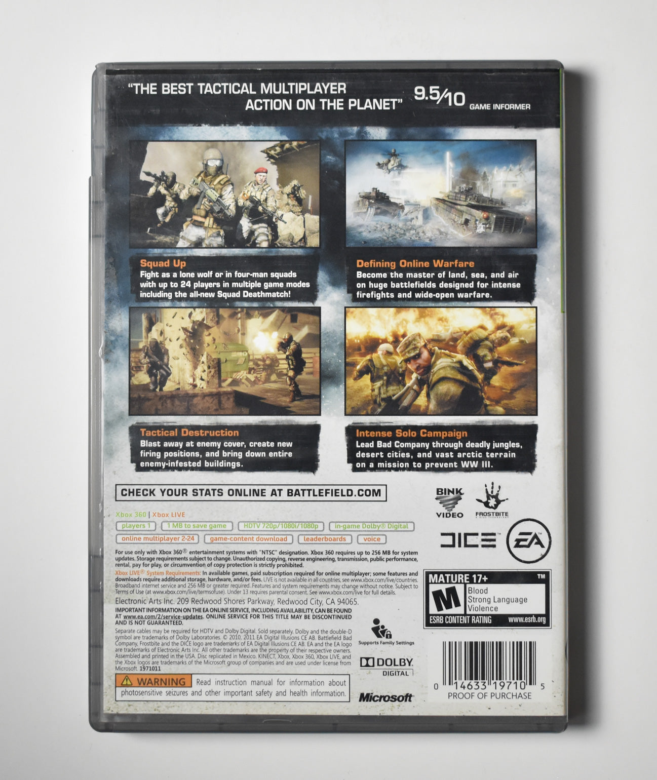 Xbox 360 Video Game Battle Field Bad Company 2 EA Games USED