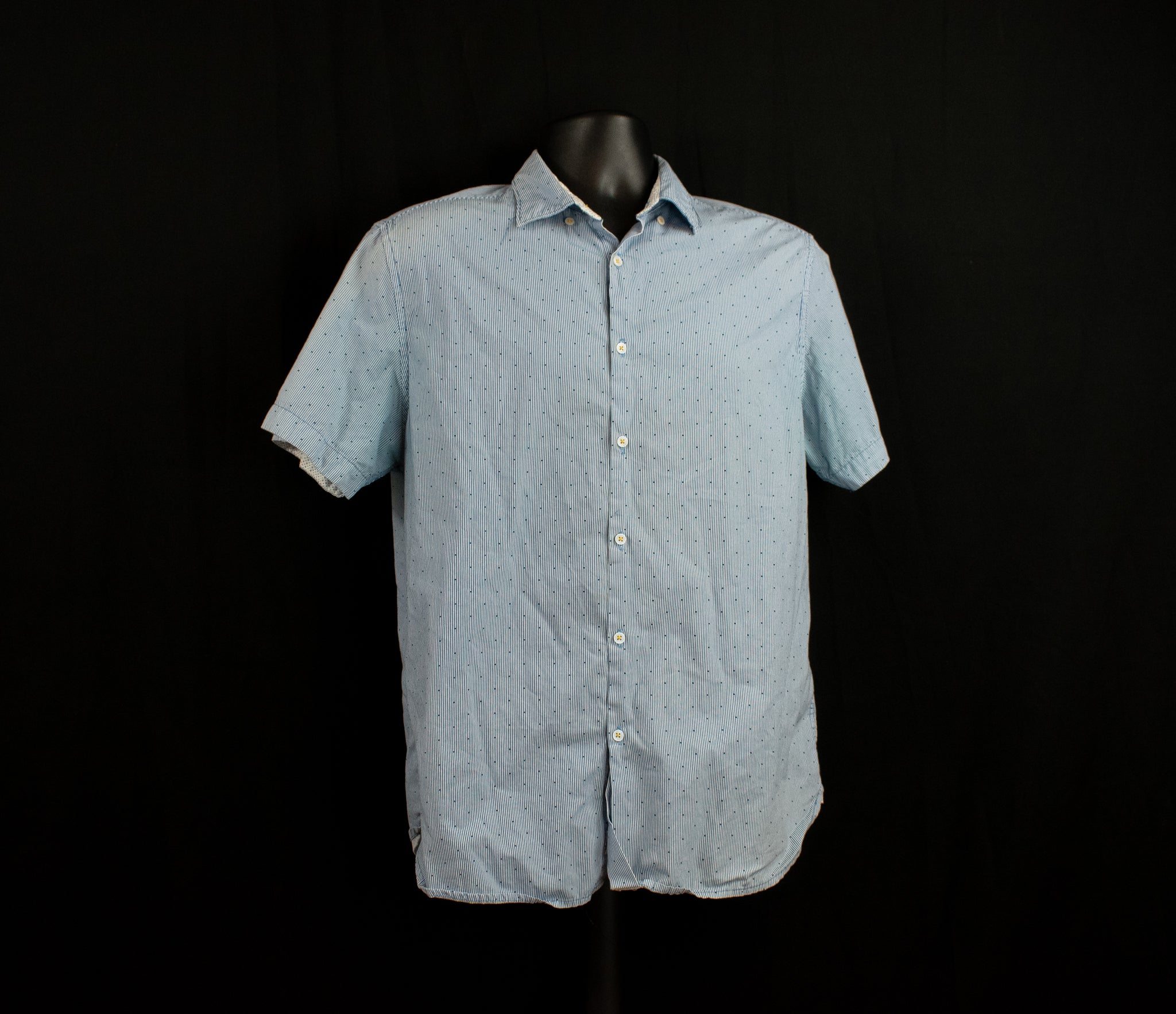 Cactus Man Dress Shirt Short Sleeve Mens Slim Fit Blue Large Button Up Shirt Rickey Singh