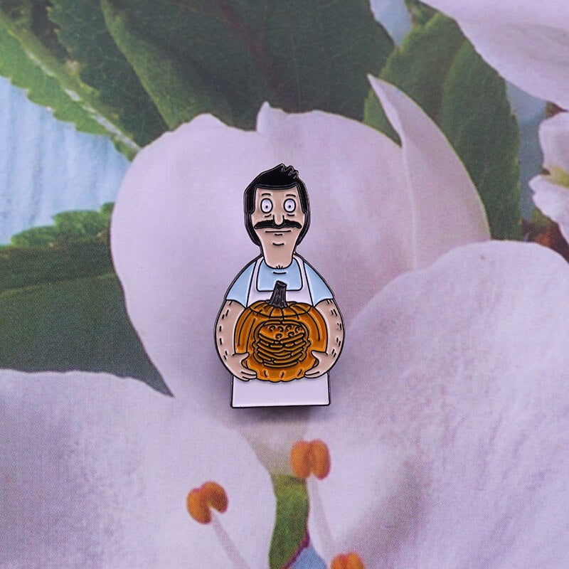 Cartoon Burger Shop Cartoon Animation Brooch Burger Badge Hidden in Pumpkin Fun