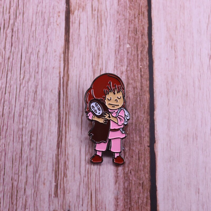 Chihiro and faceless male brooch fantasy adventure anime badge