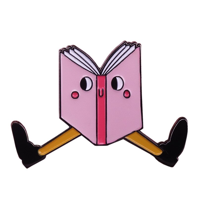 Cartoon book brooch cute book lovers badge