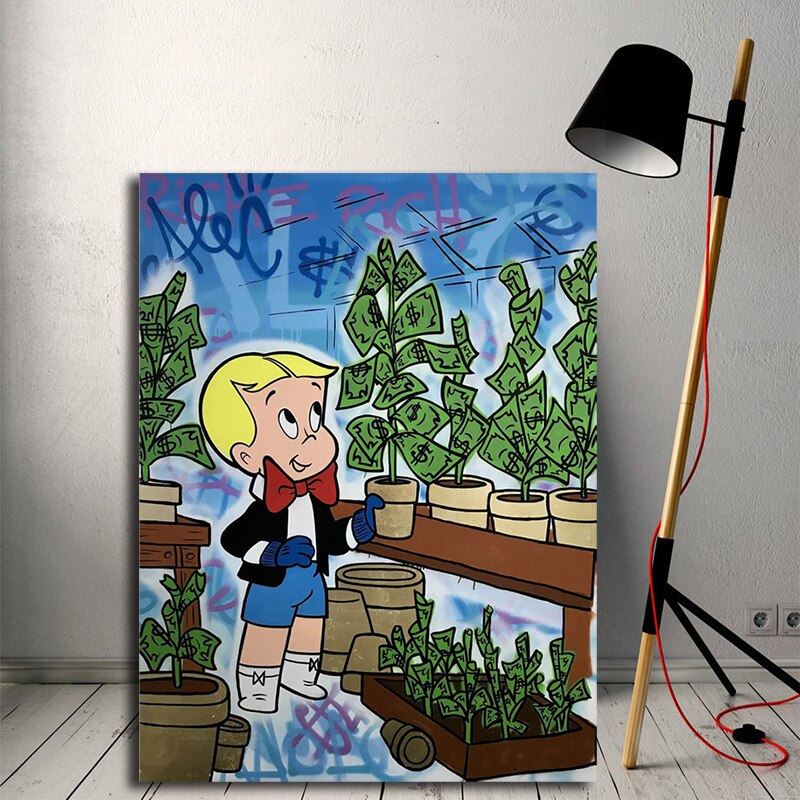 Canvas Poster Graffiti Modern Alec Monopoly Home Decor Print Richie Rich Print 12x16