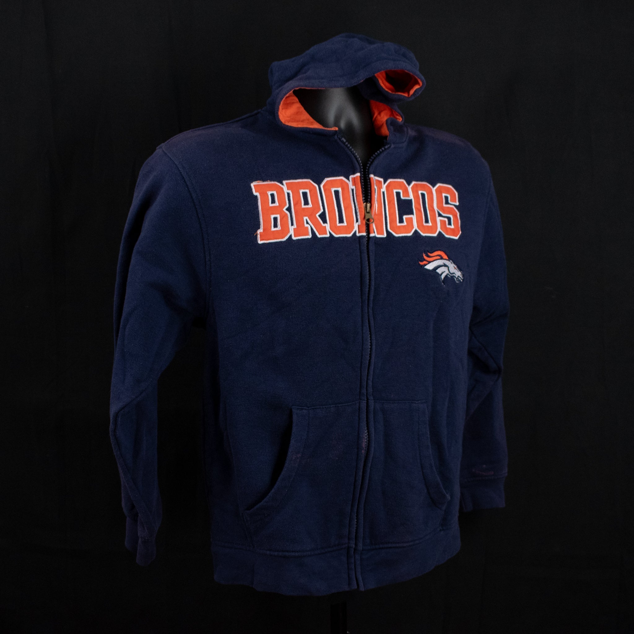 Broncos Sweatshirt Blue Hoodie NFL Team Apparel 14-16 Kids Large Youth Used