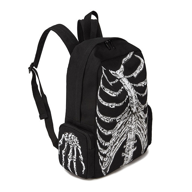 Canvas reflect light Backpack Halloween Multifunctional School Bag Unisex Skull
