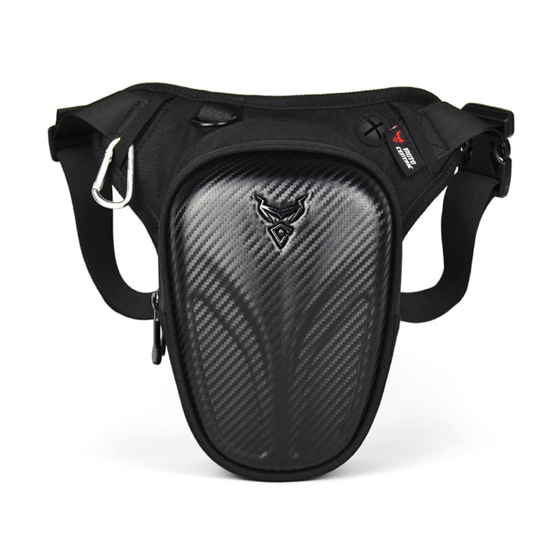 Carbon Fiber Motorcycle Drop Leg Side Bag Black Motorcycle Bag Hard Shell Outdoor Casual Waist Bag Motorbike Hip Bum Pack Bags