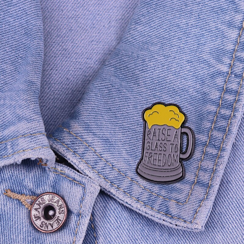 Cheers to freedom-beer brooch funny musical inspiration badge