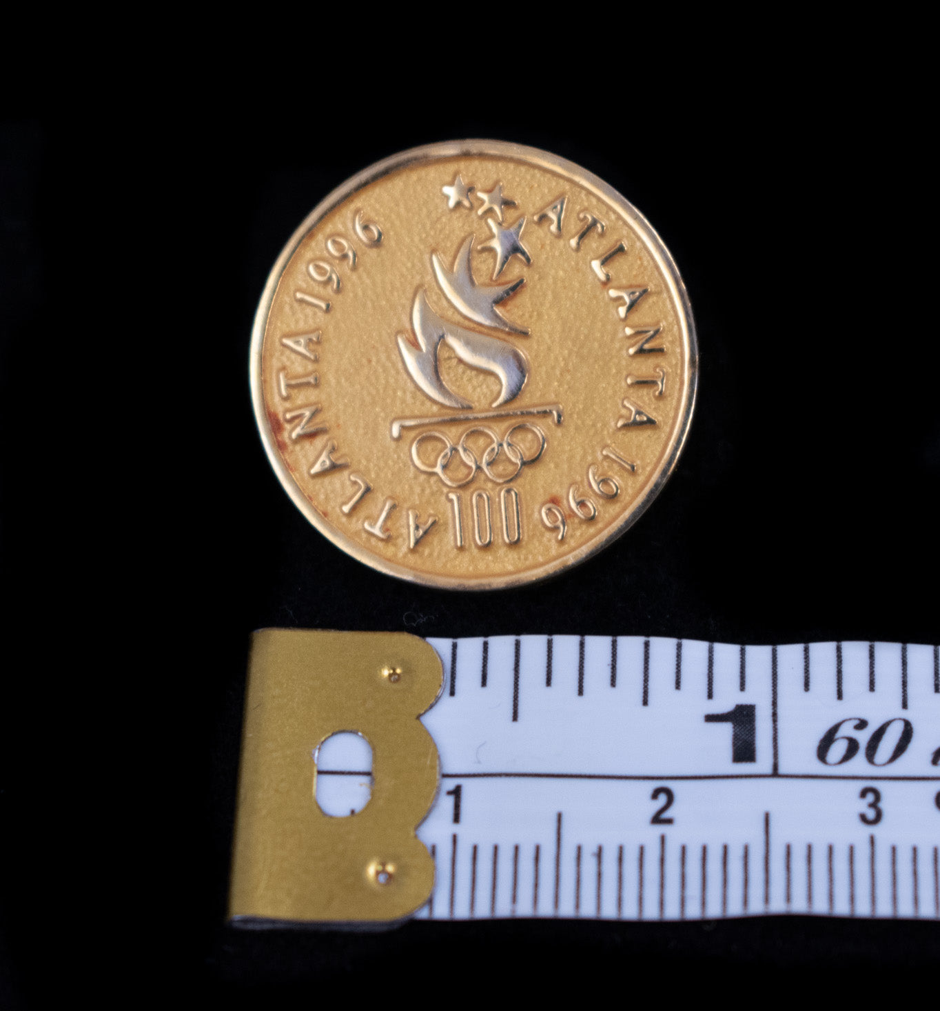 Gold Vintage Olympic Pin 7/8 inch 1996 Atlanta GA Summer Olympics Official Used