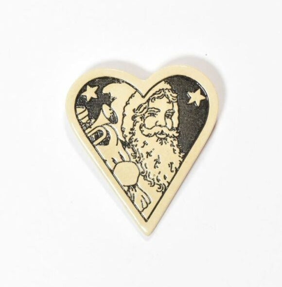 Brooch Pin Collectible Vintage Pin Used Santa Clause Heart hand made Christmas P