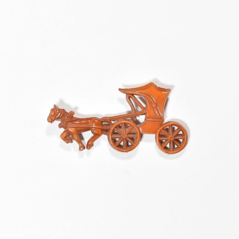 Brooch Pin Collectible Vintage Pin Used Horse and carriage PAT Pending Vintage O