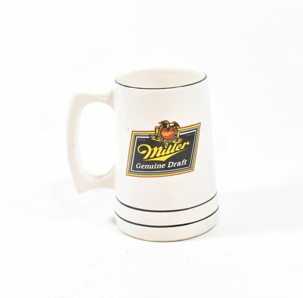 Miller Genuine Draft Beer Mug White Collectible Beer Cup 5 and half inch tall us