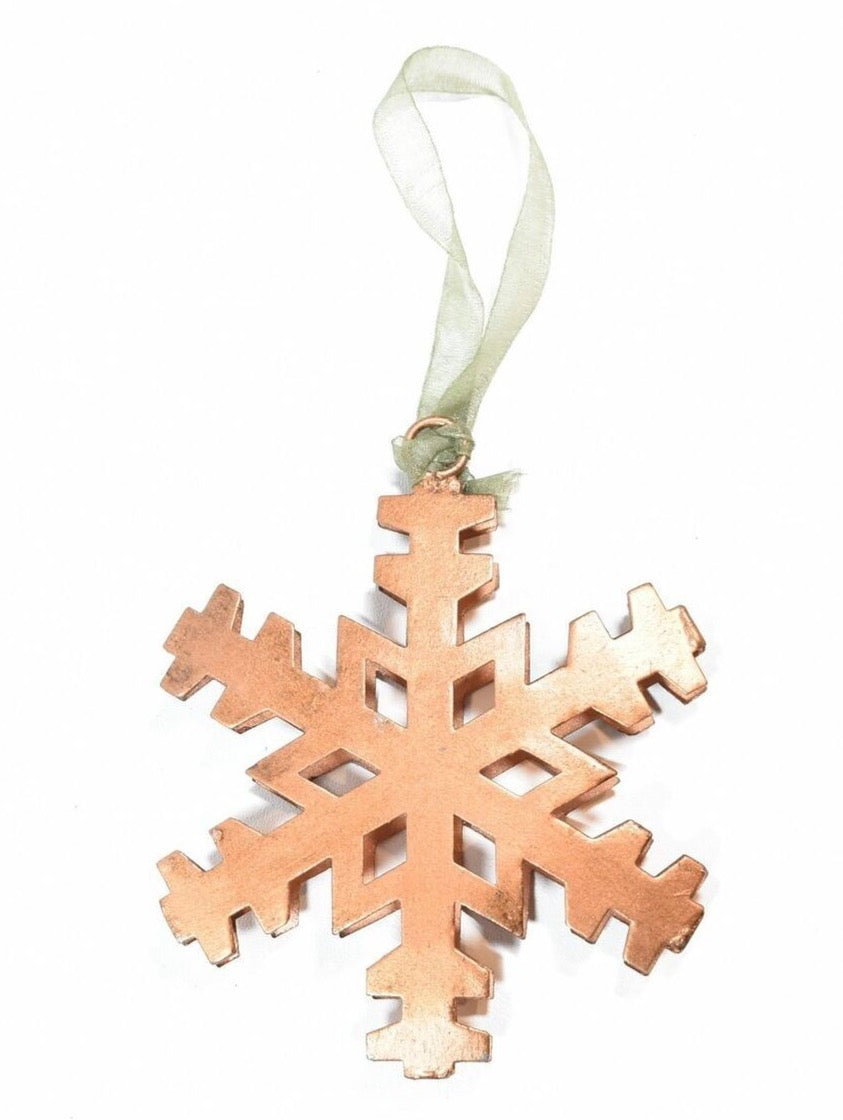 Christmas Ornament Snow Flake Gold used Hanging tree Decor
