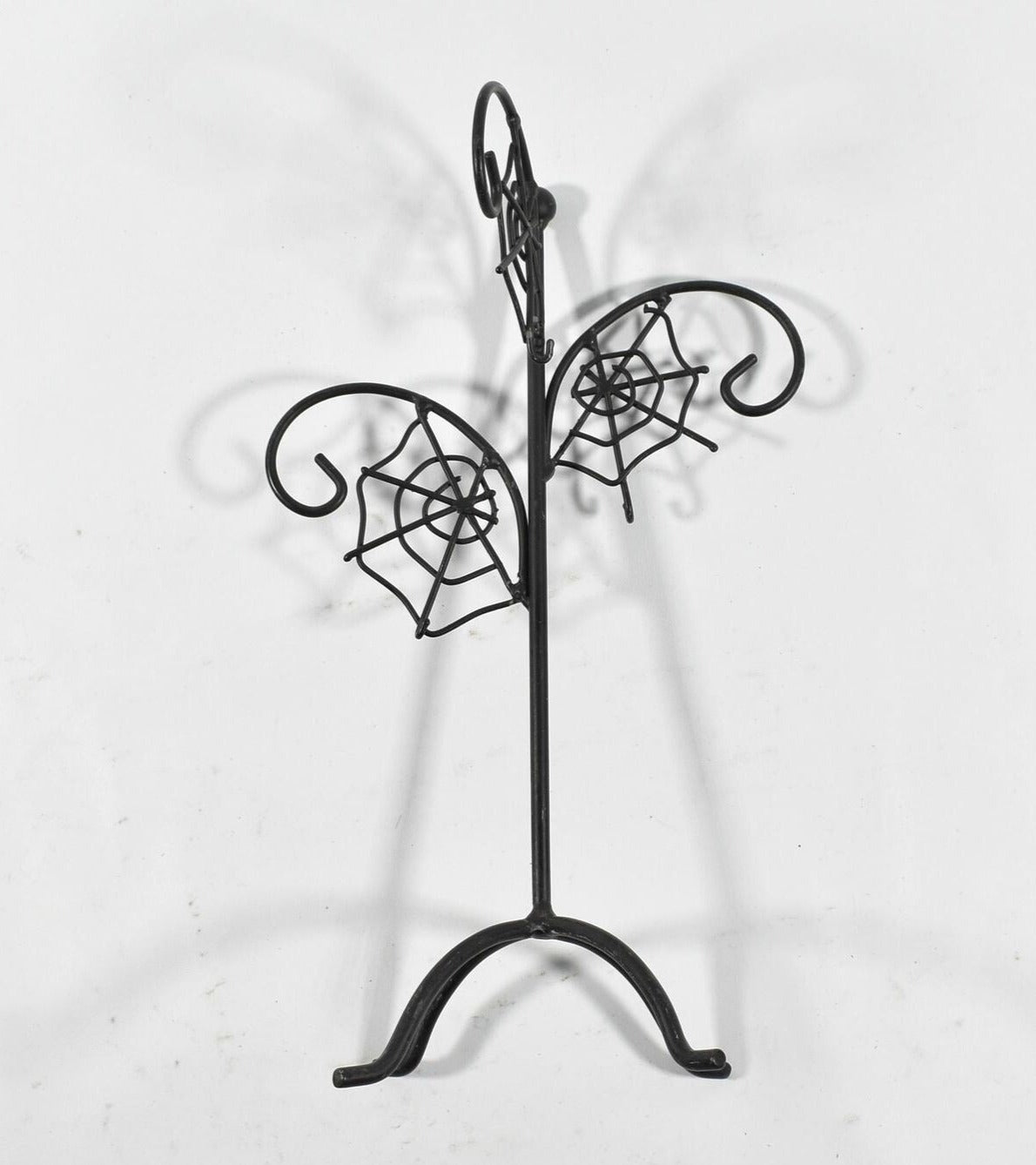 Halloween Stand 10 inch Black Metal Standing Display Used Spider Web