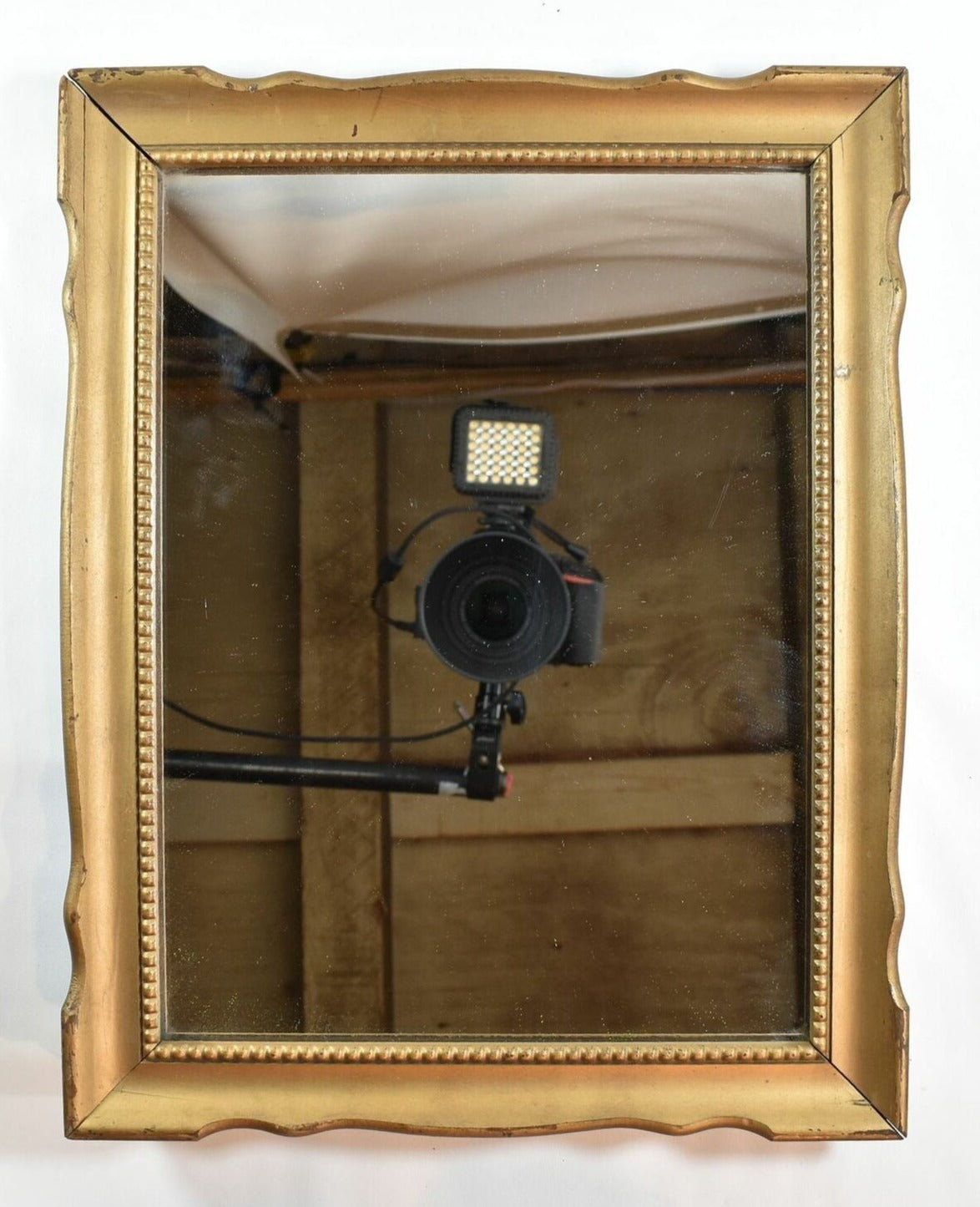 Vintage Mirror Gold brown 8.5 x 11.5 Used hanging mirror