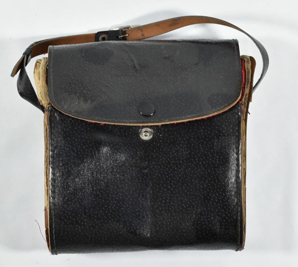 Vintage Black Leather Camera / Binocular Carry Bag Used