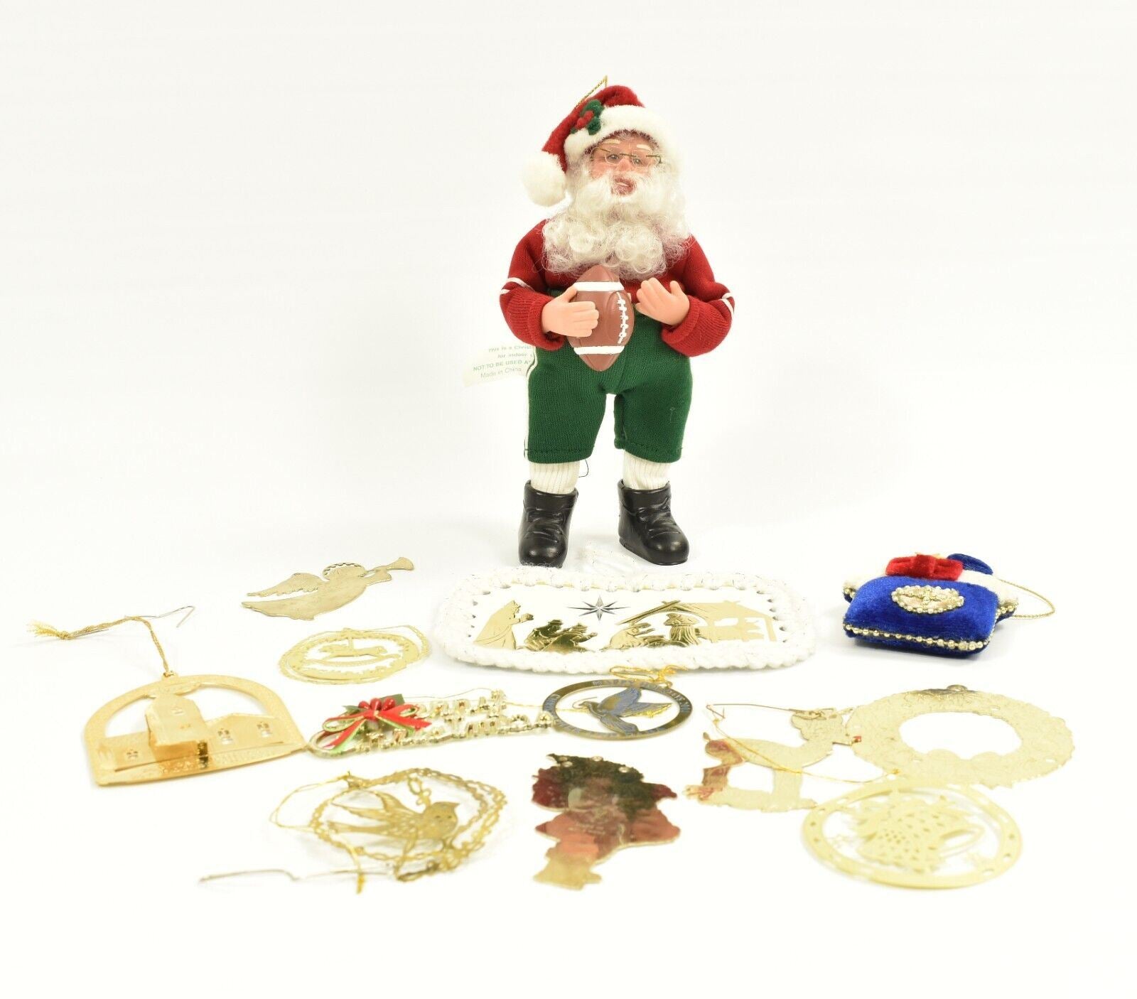 Santa Claus Football Player Christmas Ornament HOLIDAY CREATIONS 1998 Vintage 8