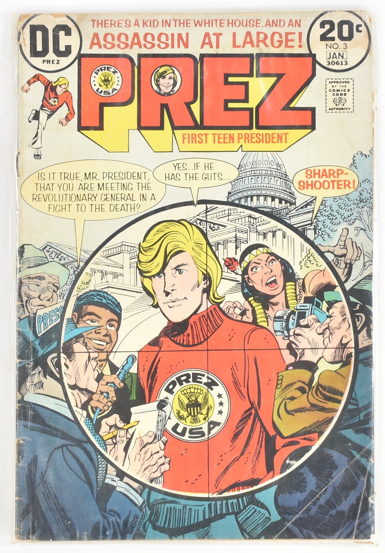 Prez First Teen President No. 3 Jan Comic Book 30613 Assassin At Large